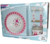 Vajilla infantil melamina 4 piezas rosa