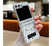 Transparent Hard Folding Case For Samsung Galaxy Z Flip 6 5 4 3 Clear Flower Pattern Cover For Samsung Z Flip3 Flip4 Flip5 Flip6