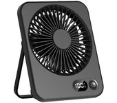 Ventilador de escretorio recargable 1200mAh Ventilador de pie with catería with Pantalla digital Ultra Silencioso plegable 5 velocidades Ventilador de mano Ligero ajustable