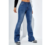 Women Flare Stretch Moustache Jeans Fashion Skinny Bell Bottom High Waist Gray Denim Pants Lady Classic Y2K Punk Long Trousers