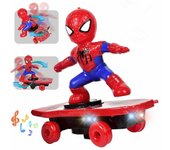 Electric Spiderman Scooter Skateboard Kids Toy With Light Music 360 Tumbler S35