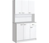 HOMCOM Gabinete de Almacenaje Armario para Cocina de 6 Puertas con Gran Espacio para Microondas con 1 Cajón Estante Ajustable 101x39x180 cm Blanco