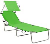 vidaXL Tumbona plegable con toldo aluminio Azul claro, Negro, Rojo Sillas de Exterior Ideal para jardín, playa, piscina, terraza Tumbona Piscina Tumbonas Playa Tumbonas Jardín Exterior