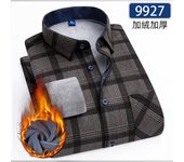 New 5XL men's shirt autumn and winter plus fleece thickened warm long sleeve non-ironing plaid business casual slim-fit fashion
