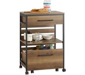 SoBuy FKW118-PF Carro de Cocina con 1 cajón móvil Carrito de Servir Multiusos con 1 Estante y 2 Cajones 60 x 45 x 90 cm ES