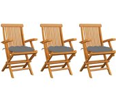 vidaXL Sillas de jardín 3 uds madera de teca y cojines