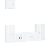 Mueble TV combinadoSet de muebles de TV 5 pzas madera contrachapada blanco brillo