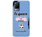 Funda Silicona Líquida Azul para Vivo V21 5G diseño Vaca Dibujos