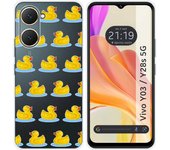 Tumundosmartphone Funda Silicona Transparente para Vivo Y03 / Y28s 5G diseño Pato Dibujos