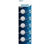Philips- Pilas de botón de litio 2016 2025 2032 de 3 V, paquete de 5,uso en llaves con sensor magnético, básculas, elementos vestibles, dispositivos médicos, Cromo