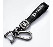 Leather Keychain Hook Key Pendant With Car Brand Logo Spring Buckle & Ring Compatible