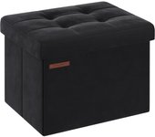 SONGMICS Puff Almacenaje, Banco de Almacenamiento de Terciopelo Plegable, Taburete Reposapiés, 31 x 41 cm, Carga de 130 kg, para Entrada, Sala de Estar, Dormitorio, Negro Tinta/Gris Paloma/Rosa Jalea/Blanco Crema