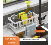 Escurridor de acero inoxidable para fregadero de cocina, soporte de esponja para almacenamiento de grifo, jabón, toallero, estante organizador, accesorios de cocina