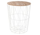 MIRAMAX-Mesa Auxiliar Moderna Con Tapa De Madera Extraíble, Mesitas De Café y Estructura De Metal Para Salón,Dormitorios Ø47x56cm