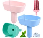 4 Piezas Moldes Helados Casera, Porta Paletas de Silicona Antigoteo para Niños, Porta Hielo Reutilizable con Pajita para Casa, Adultos, Niños, Fiesta de Verano (Rosa, Azul, Verde, Rosa Claro)