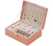 Caja de Joyas de cuero con cerradura de viaje (rosa)