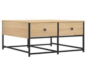 vidaXL Mesa de centro madera de ingeniería 80x80x40 cm Negro, Roble Sonoma, Roble ahumado Mesita de Salón o Comedor o Auxiliar Mesa de Café Meuble Salón