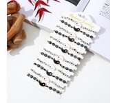 12 Pieces Of Black and White Alloy Tai Chi Adjustable Couple Bracelet Black and White Devil's Eye Resin Bead Jewelry
