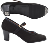 Zapatos De Baile Flamenco De Piel Ante Negros Con Clavos Para Mujer