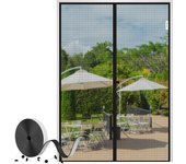 Mosquitera magnética para puerta de balcón 90x210 cm, cortina mosquitera reforzada con imán para salón, puerta de terraza, mosquitera con cierre magnético, montaje adhesivo negro
