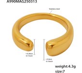 Encanto Anillo brillante en forma de gota para mujer, apertura ajustable, anillo de acero inoxidable personalizado anillo con apertura de serpiente de estilo minimalista, acero inoxidable de alta calidad, chapado en oro de 18 quilates