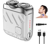 Afeitadora eléctrica portátil de doble anillo rotatorio, mini afeitadora de barba eléctrica, impermeable y cómoda, con cortador magnético de doble anillo, botón único, larga duración, ideal para viajes y uso diario, afeitadora de bolsillo (naranja)