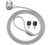 Cable de Seguridad antirrobo de Acero de 110 cm para portátil con candado, Cerradura con Llave, 2 Llaves Incluidas, Bloqueo de protección para portátiles, Revestimiento de plástico PVC