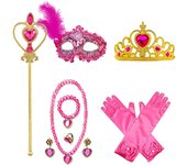 Kids Princess Cosplay Costume Plastic Crystal Tiara Snowflake Jewelry Necklace Earrings Kit Girl Elsa Anna Party Dress Accessory