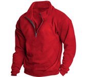 Autumn and winter new men's fleece sweatshirt stand-up collar half zipper long sleeve cross-border European trend men's top