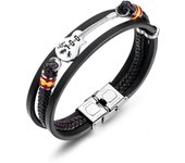 Pulsera de cuero para hombre, hecha a mano, de cuero negro multicapa trenzado con forma de guitarra [Ajustable]