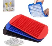 Mini bandejas de silicona para cubitos de hielo (paquete de 2), 160 moldes para hielo triturado para enfriar whisky y cócteles, sin BPA, bandejas pequeñas de fácil liberación, recipientes apilables de almacenamiento de moldes blandos (azul)