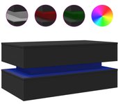 vidaXL Mesa de centro con luces LED 90x50x40 cm Blanco, Negro, Roble Sonoma Mesita de Salón o Comedor o Auxiliar Mesa de Café Meuble Salón
