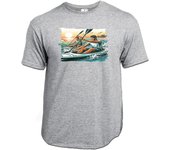 MERCHANDMANIA CAMISETA GRIS MEZCLA deporte playa kayak amigos competicion moda verano tshirt