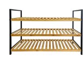 Acomoda Textil - Zapatero de Madera y Metal Amplio, Resistente y de Fácil Instalación para Entrada, Pasillo y Armario. Organizador de Zapatos para Hogar Robusto y Funcional.  (2 niveles, 70x30x32 cm)