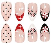 Glossy French Press-on Nail Christmas Sweet Cool Long Lasting Artificial Nail for Women and Girl Party Activity