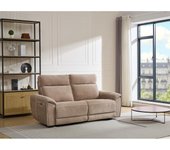 Vente-unique - Sofá de 3 plazas reclinable eléctrico de tela color topo DJARALO