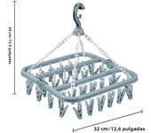 Rack De Secado De Ropa Con 32 Clip / 8 Clips Para Calcetines Y Ropa Interior Plegable Y Extensible Material PP