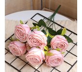 2 piezas de rosas artificiales, una rama de 7 ramos abiertos, tallos de rosas de imitación se utilizan para arreglos de boda, ramos de novia, decoración del hogar (blanco)