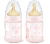 Nuk Biberón con Tetina de Látex Boca Ancha Rosa 150 ml