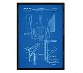 Nacnic Poster Con Patente De Mecanismo Canasta. Lámina Con Diseño De Patente Antigua En Y Con Fondo Azul