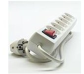 Regleta de Alimentación 6x Schuko H + Interruptor - Schuko M de 1.5 mts Blanca - Electro Dh