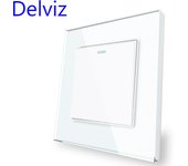 Delviz Toughened Glass Switch, White Crystal Panel 16A Power Outlet,1 Gang 2 Way Push Button Switch, EU Standard Wall USB Socket