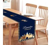 Camino de mesa Eid Ramadan Mubarak, 14 x 71 pulgadas, diseño de estrella y luna, decoración de mesa de poliéster para el hogar y el comedor