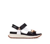 HISPANITAS  SANDALIA PIEL BLACK WHITE