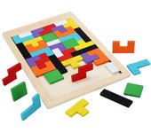 Wooden Blocks Puzzle Brain Teasers Toy Tangram Jigsaw Intelligence Colorful 3D Russian Blocks Montessori Educational