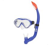 Aqua Sport - Gafas de buceo con tubo niños, sello silicona, látex free, lentes de cristal templado, ajustables, amplio ángulo de visión 150º, hipoalergénico, +7 años, snorkel niño, set buceo