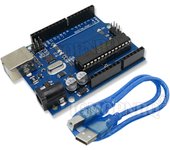UNO R3 Development Board ATMEGA328P CH340 / ATEGA16U2 Compatible For Arduino R3/R4 UNO Proto Shield Expansion Board With Cable