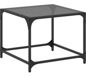 vidaXL Mesa de centro superficie vidrio transparente acero 50x50x40 cm Transparente, Negro, Mesita de Salón o Comedor o Auxiliar Mesa de Café Meuble Salón