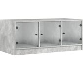 vidaXL Mesa de centro con puertas de vidrio 102x50x42 cm Blanco, Negro, Roble Sonoma Mesita de Salón o Comedor o Auxiliar Mesa de Café Meuble Salón