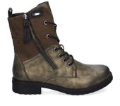 PuntoSalao Botas estilo militar casual para mujer color verde F6292 con cierre de cremallera y cordones